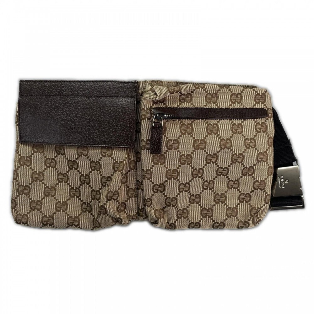 Gucci waist bag for women, GUCCI 28566 GG canvas, beige, silver hardware.